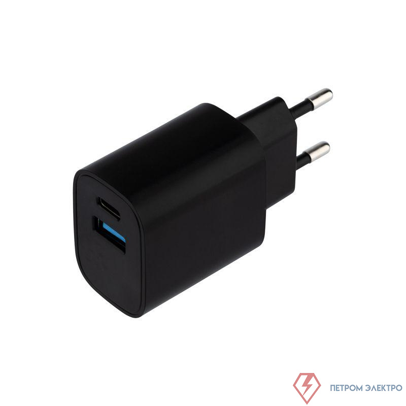 Устройство зарядное сетевое USB + Type-C 5В 2.4А черн. Rexant 16-0297