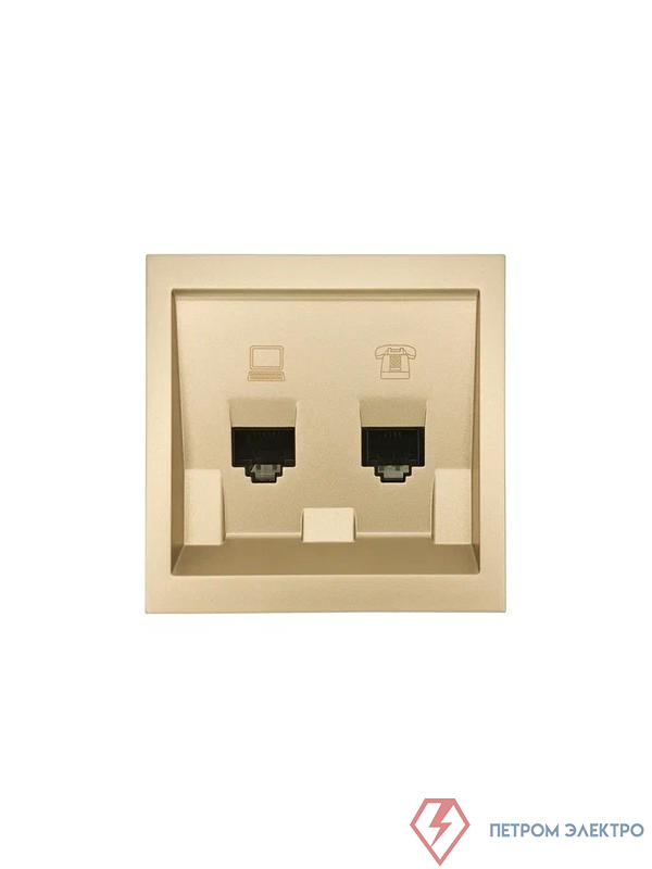 Розетка компьютерная + телефонная СП ZIMA IP20 механизм зол. LEZARD 704-3688-143