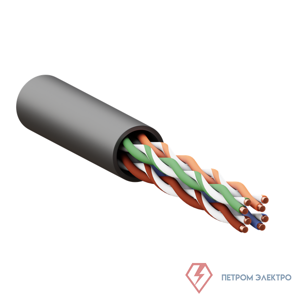 Кабель витая пара U/UTP кат.5E 4 пары 24 AWG solid внешн. LDPE черн. (м) TERACOM PRO EKF TRP-5EUTP-04PE-BK-OUT3
