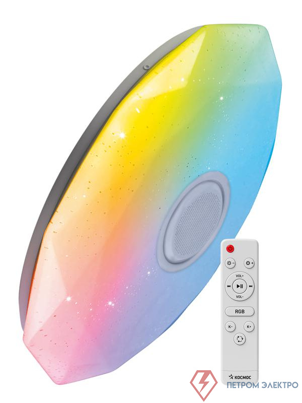 Светильник светодиодный PREMIUMt DIAMOND-MUSIC-RGB 75Вт 3000-6500К IP40 6000лм 230В 502х90мм КОСМОС KSDiamRGBmus75W