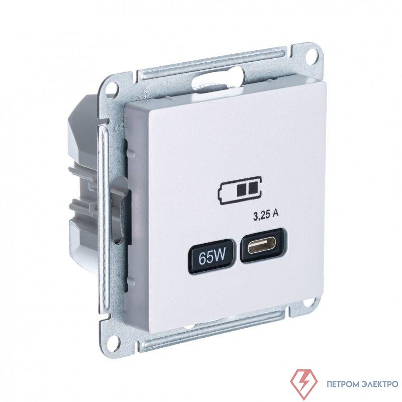 Розетка USB AtlasDesign тип C 65Вт QC PD высокоскор. ЗУ механизм жемчуж. SE ATN000427