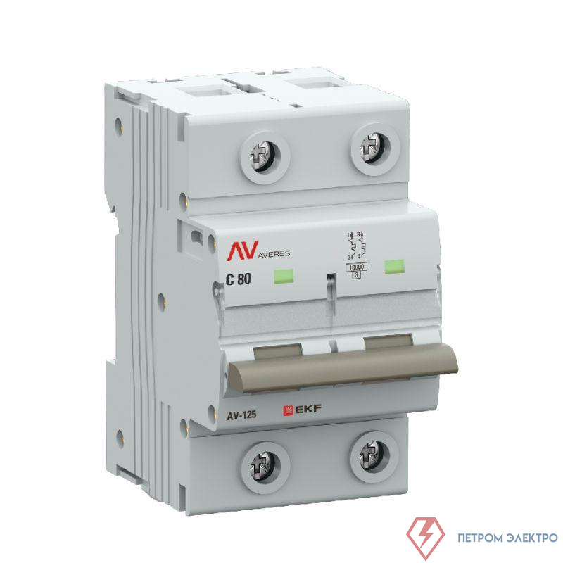 Выключатель автоматический 2п C 80А 10кА AV-125 AVERES EKF mcb125-2-80C-av