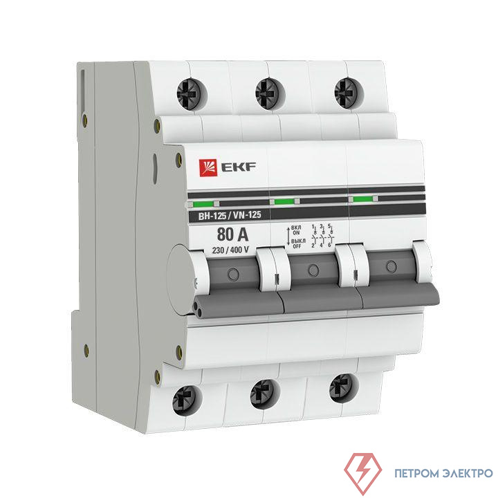 Выключатель нагрузки 3п 80А ВН-125 PROxima EKF SL125-3-80-pro
