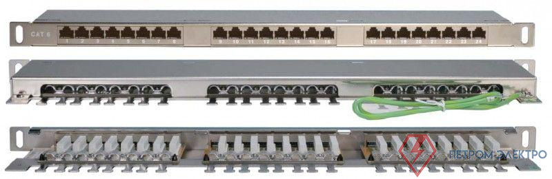 Патч-панель PPHD-19-24-8P8C-C6-SH-110D высокой плотн. 19 дюйм 0.5U 24 порта RJ45 кат. 6 Dual IDC экран. Hyperline 46091
