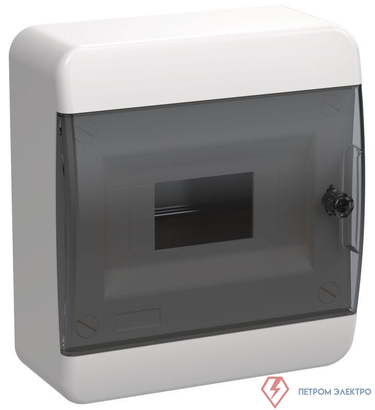 Корпус ЩРН-П-8 TEKFOR IP41 черн. прозр. дверь пластик. IEK TF5-KP12-N-08-41-K01-K03
