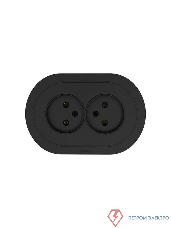 Розетка 2-м СП OSEN без заземл. ПБТ круглая механизм черн. бархат LEZARD 744-4200-128B
