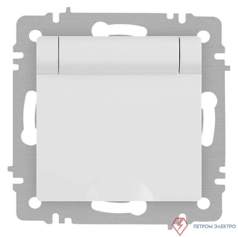 Розетка Accent 6-203-01М 2P+E Schuko с крышкой 16А-250В IP20 СУ бел. матов. Intro Б0063713
