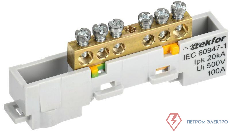 Шина PE "земля" неизол. на универс. держ. 6х9-6-Ж TEKFOR IEK TF-NN10-06-DL-K05