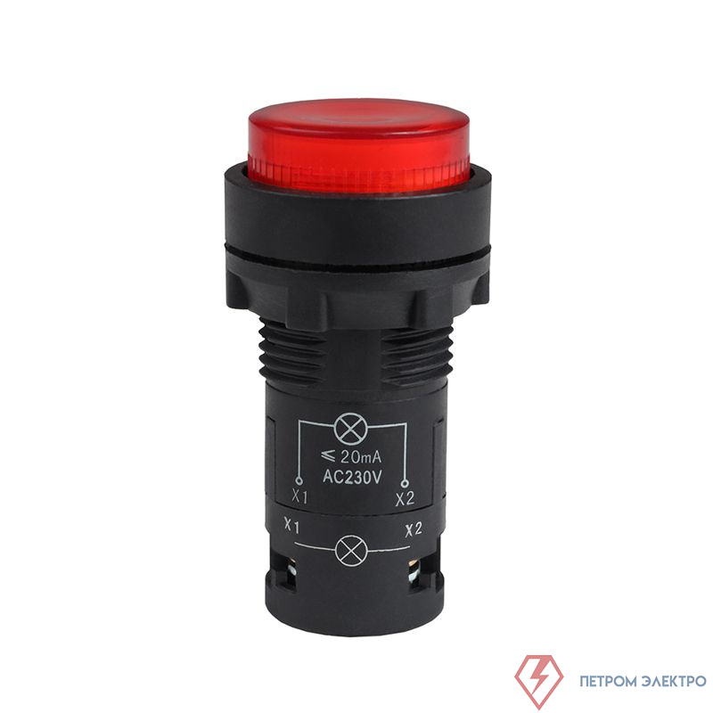 Кнопка с подсветкой OptiSignal Compact D22 С7-PL-M410 красн. 1НО 230В AC XB7NW34M1 КЭАЗ 362101