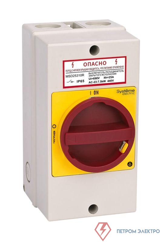 Выключатель-разъединитель главный аварийный 4п 32А IP65 закрытого исп. с замком SE MSD32411R