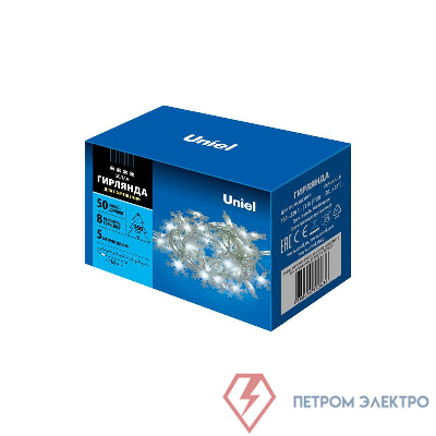 Гирлянда LED "Снежинки-2" ULD-S0500-050/DTA WHITE IP20 SNOWFLAKES-2 5м 50 диодов бел. свет провод прозр. Uniel UL-00007196