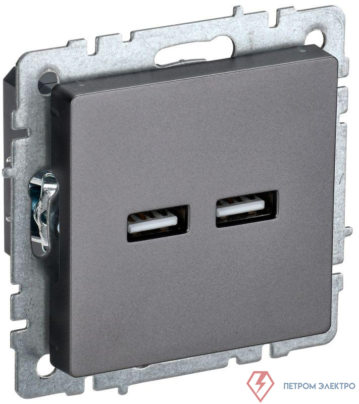Розетка BRITE USB A+A 3.1А РЮ10-1-БрС механизм сталь IEK BR-U21-D31-K46
