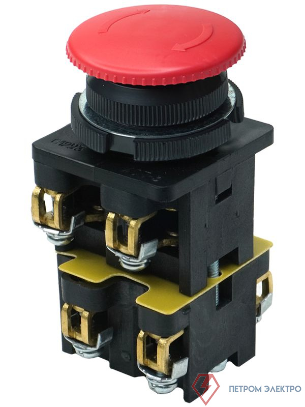 Выключатель кнопочный КЕ-022 У3 исп.3 2НО+2НЗ гриб без фиксации 10А IP40 660В красн. Электротехник ET511653