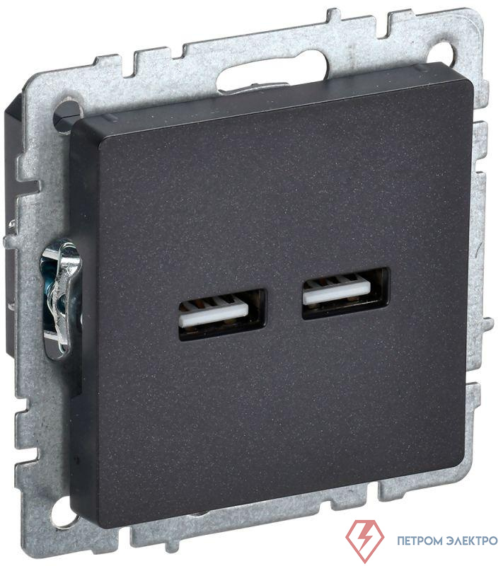 Розетка BRITE USB A+A 3.1А РЮ10-1-БрЧ механизм черн. IEK BR-U21-D31-K02