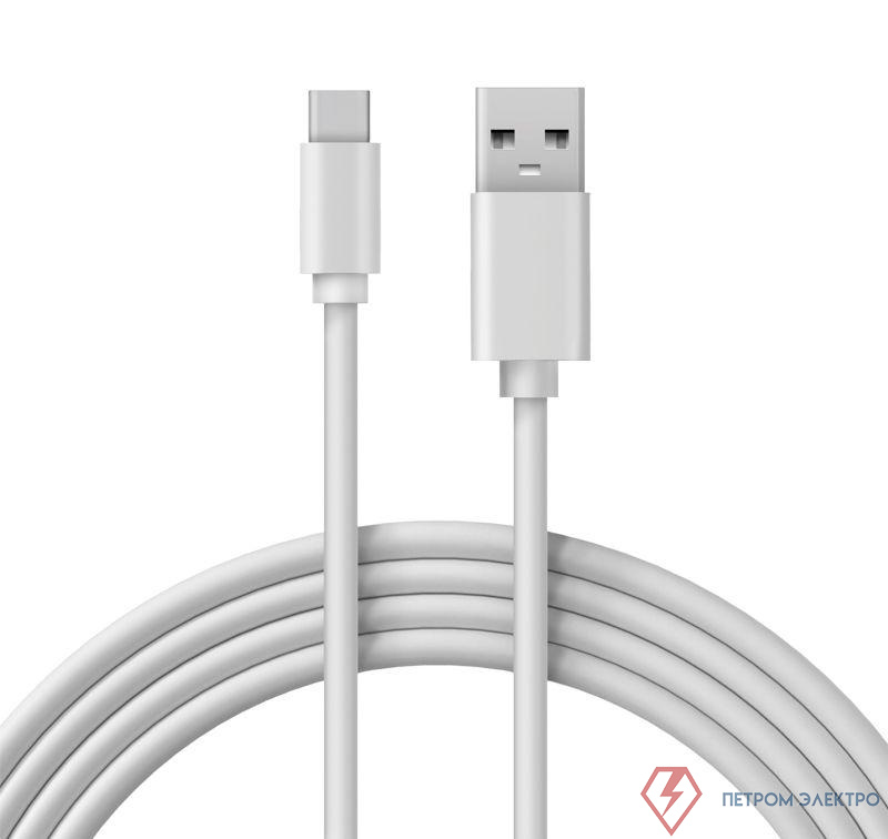 Кабель USB-A-Type-C 3А 1м бел. ПВХ Rexant 18-1895