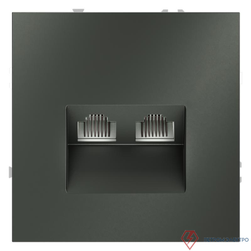 Розетка компьютерная 2-м СП S70 RJ45 + RJ45 кат.6 механизм титан Voltum VLS060206