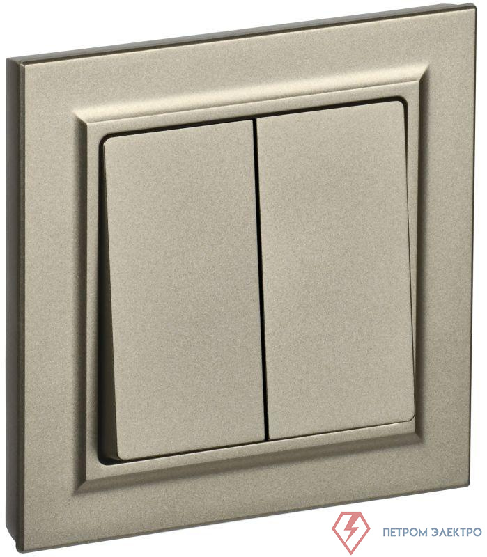 Выключатель 2-кл. СП BRITE ВСР10-2-0-БрШ 10А в сборе шампань IEK BR-V20-0-10-K37-F