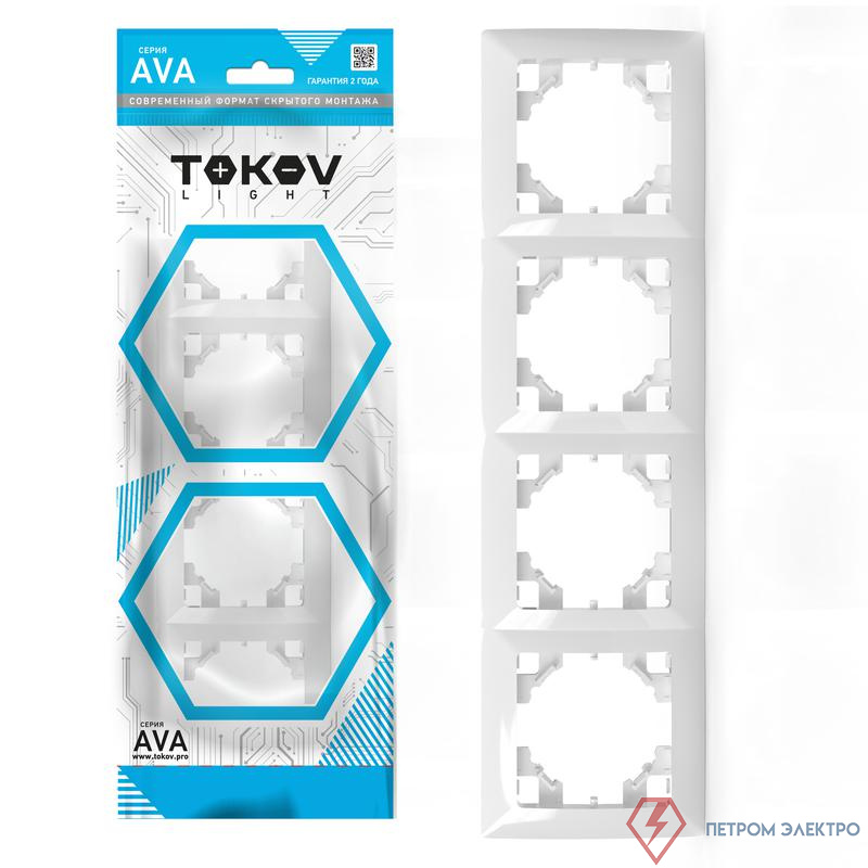 Рамка 4-м AVA бел. TOKOV ELECTRIC TKL-AV-RM4-C01