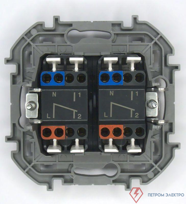 Переключатель модульный 2-кл. Inspiria с подсветкой 10AX 250В алюм. Leg 673667