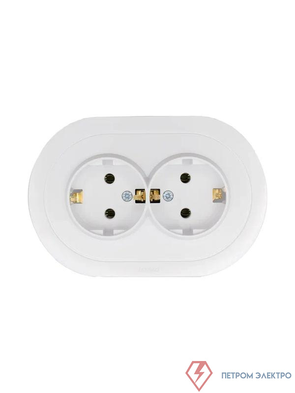 Розетка 2-м СП OSEN с заземл. ПБТ круглая механизм бел. LEZARD 744-0200-127B