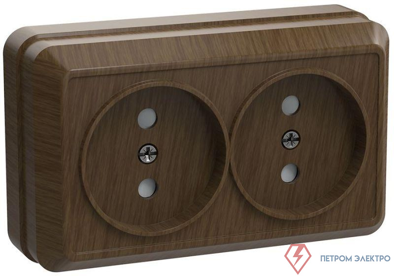 Розетка 2-м ОП Октава 10А IP20 без заземл. дуб GENERICA ERO20-K04-10-DC