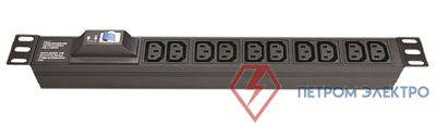Блок розеток для 19дюймовых шкафов; 8 розеток IEC60320 С13; автомат защиты DKC 1РR519IEC8CBC14