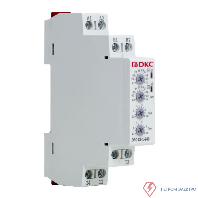 Реле контроля тока тип DRC 0.1-1А конфигурация контакта 1CO 24-240 AC/DC DKC DRC-C1-1-240