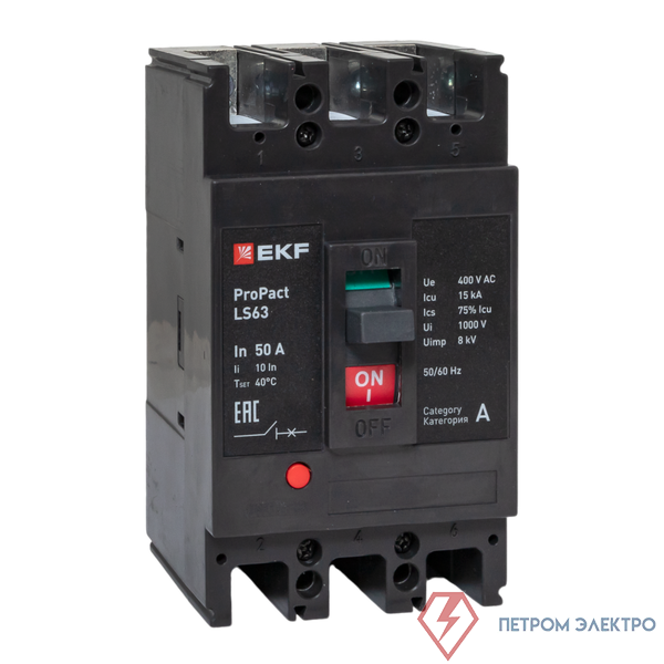 Выключатель автоматический 3п 50А 15кА LS63 ProPact EKF mccb-63-15-3-50-ls