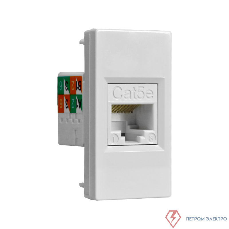 Розетка компьютерная 1-м W45 RJ45 кат.5E 45х22.5 R9003 бел. SchE RIN-145K5E-B