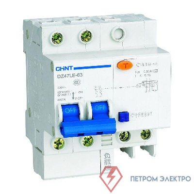 Выключатель автоматический дифференциального тока 2п C 40А 30мА тип AC 6кА DZ47LE-63 CHINT 199657