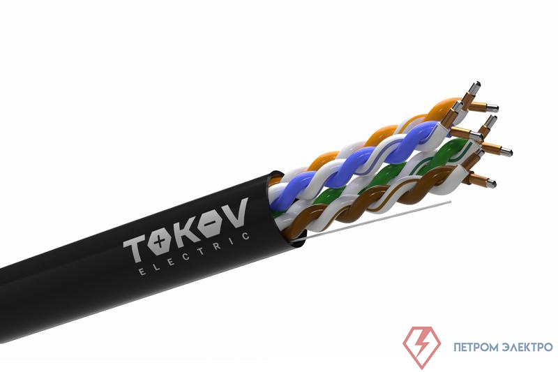 Кабель витая пара U/UTP 4х2х24 AWG кат.5E CCA PE outdoor Fluke tested 305м (м) TOKOV ELECTRIC TKL-C06-U42CCA-5E-305-OD