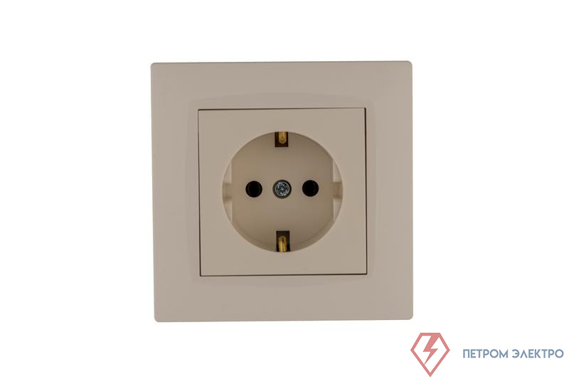 Розетка 1-м Karea RIZZ с заземл. керамика крем Makel 88010008