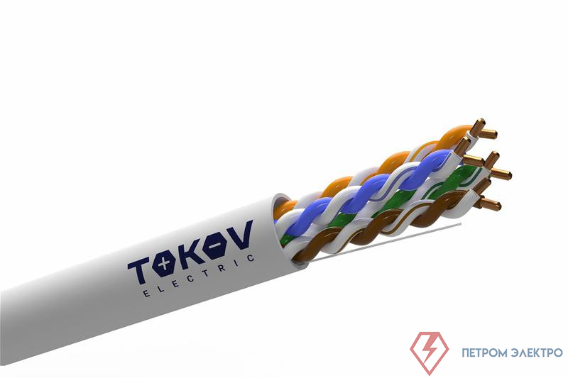 Кабель витая пара U/UTP 4х2х24AWG(0.52мм) кат.5E PVC indoor Fluke tested 305м (м) PRO TOKOV ELECTRIC TKP-C06-U42-5E-RU-PVC