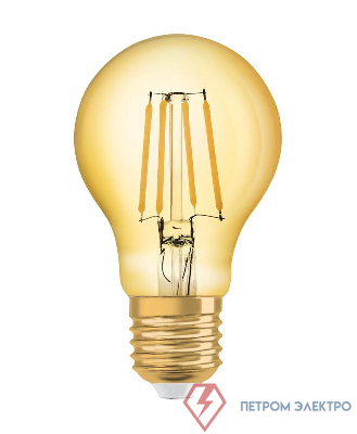 Лампа светодиодная филаментная Vintage 1906 LED CL A FIL GOLD 35 non-dim 4W/824 4Вт тепл. бел. E27 (замена 35Вт) зол. OSRAM 4058075293090 0