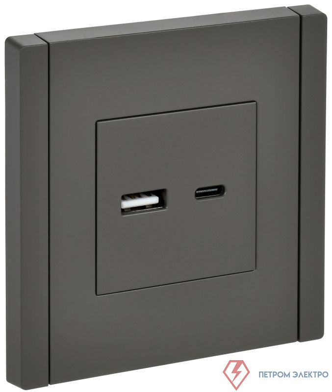 Розетка FORTE&PIANO USB A+C 18Вт FP351 сер. IEK FP-U22-018-K03