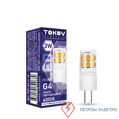 Лампа светодиодная 3Вт Capsule 4000К G4 220-240В TOKOV ELECTRIC TKE-G4-3-4K