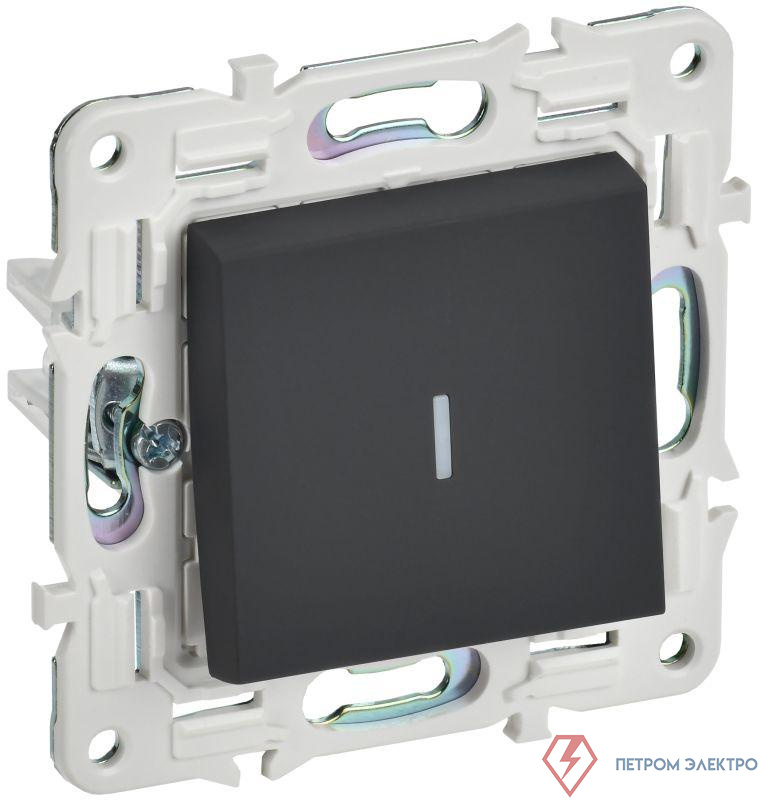 Выключатель 1-кл. SKANDY 10А SK-V07G с индикацией графит IEK SK-V10-1-10-K53