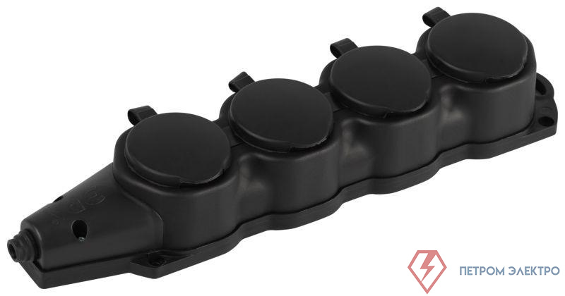 Колодка ЭРА KX-4e-B-IP44 каучуковая с заземлением 4 розетки 16A IP44 черн. Эра Б0068394