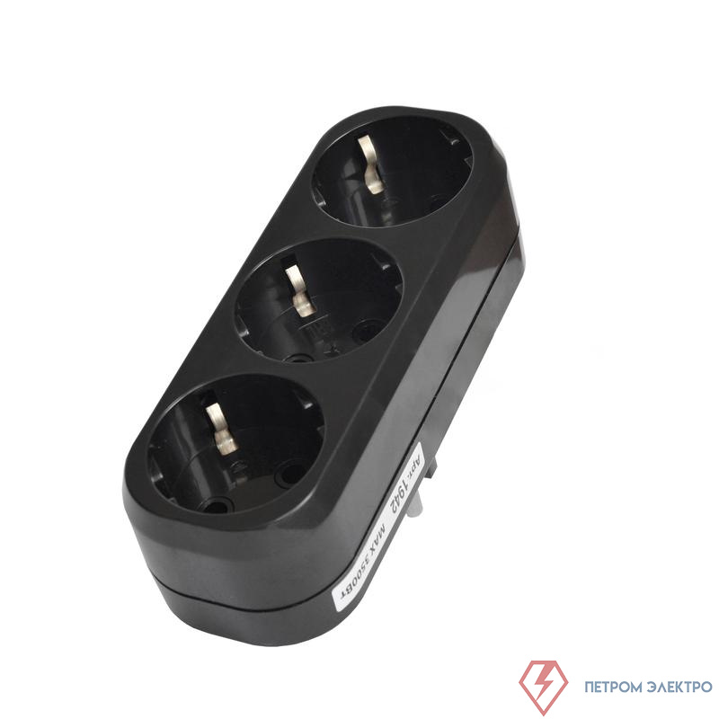 Разветвитель 3-м с заземл. 16А плоский черн. UNIVersal 1942