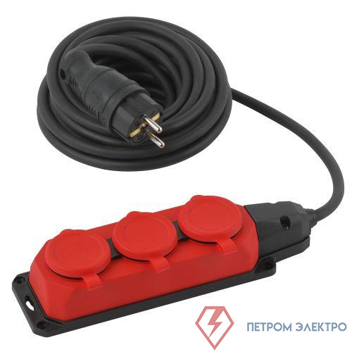Удлинитель 3х5м с заземл. IP44 КГ 3х1.5 каучук UK-3e-3x1.5-5m-IP44(KG) Эра Б0057579