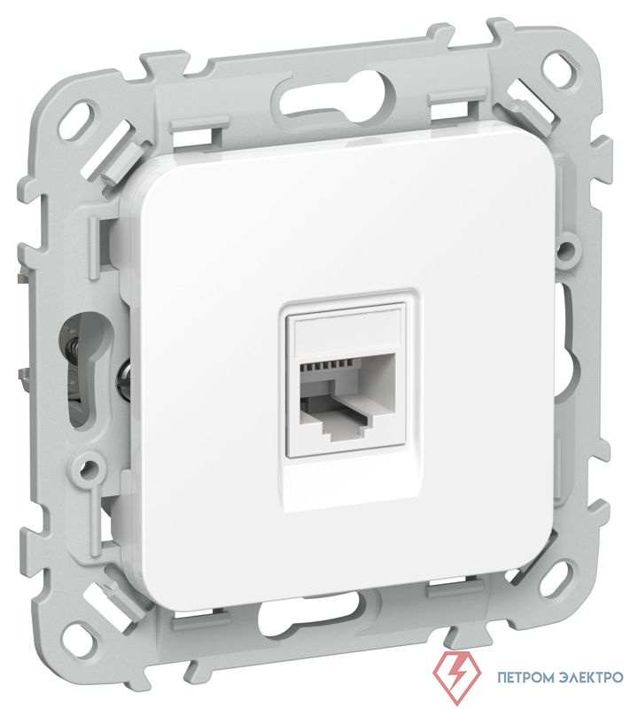 Розетка компьютерная СП FLITE РК6-1-0-ФлБ RJ45 кат.6 UTP механизм бел. IEK FI-K12-2-K01