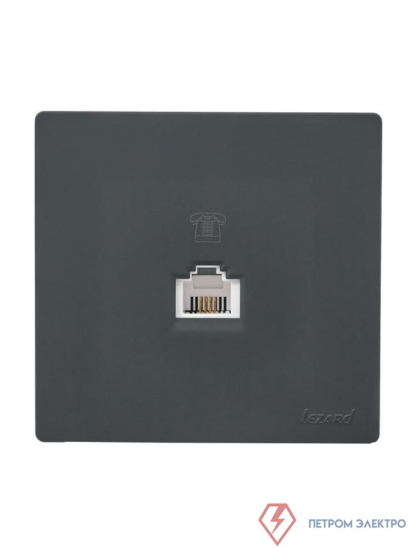 Розетка телефонная 1-м ОП LETO графит LEZARD 752-3400-137