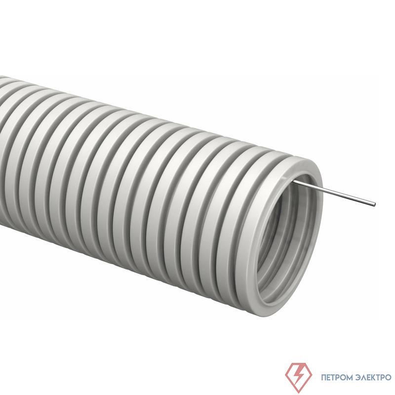 Труба гофрированная ПВХ d16мм с протяжкой сер. (уп.100м) TOKOV ELECTRIC TKE-TG/P-16-C06/100