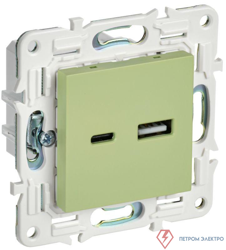 Розетка USB A+C 3.1А SKANDY SK-R14G мятный IEK SK-U22-D31-K06