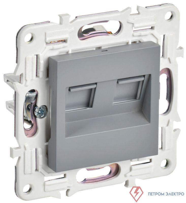 Розетка компьютерная двойная RJ45 кат.5E SKANDY SK-K03Gr сер. IEK SK-K20-1-K03