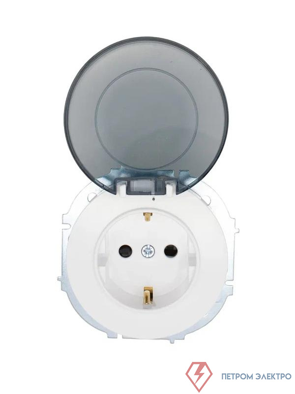 Розетка 1-м СП OSEN с заземл. с крышкой ПБТ бел. LEZARD 743-0288-123B