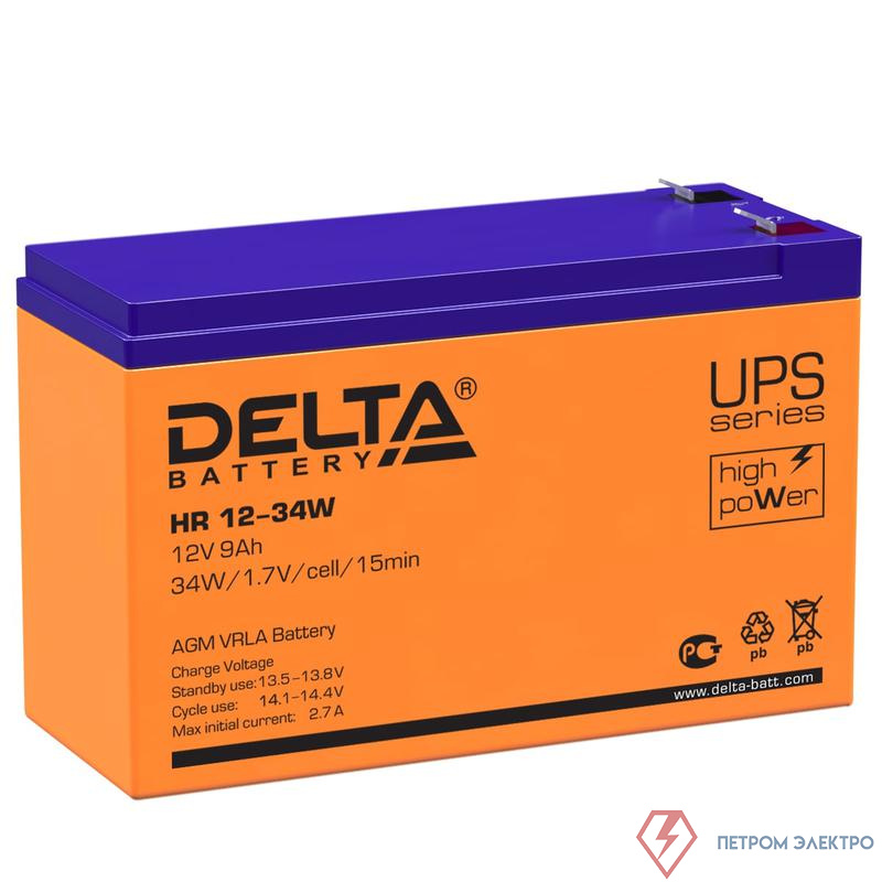 Аккумулятор UPS 12В 9А.ч HR 12-34 W Delta 4614010630004