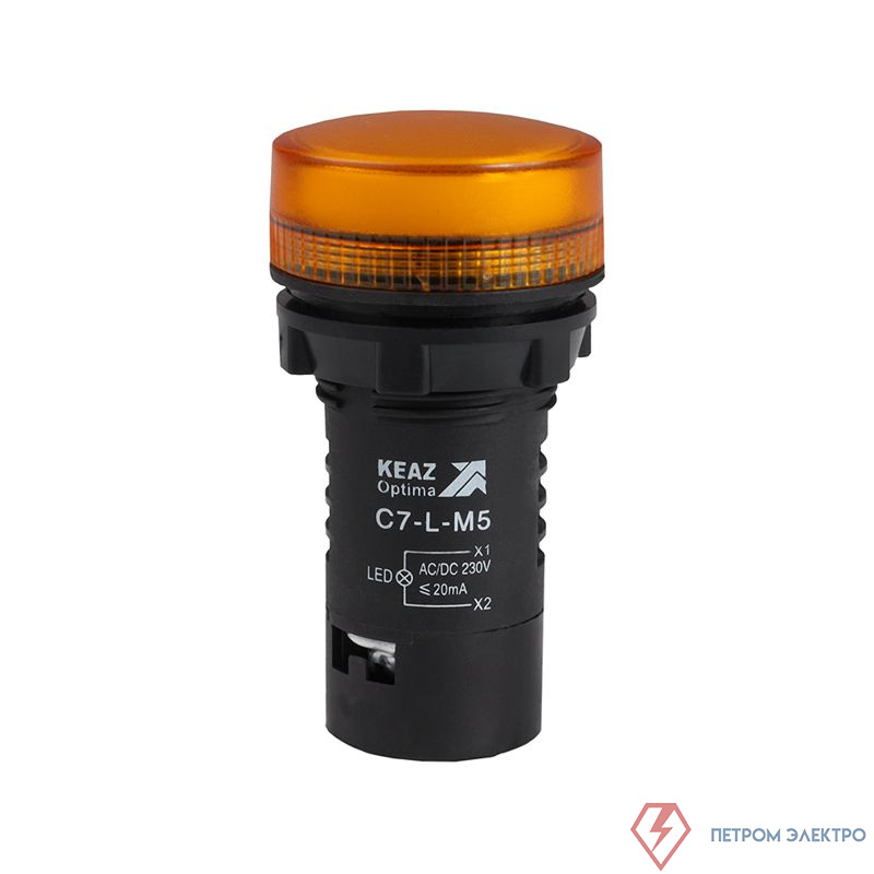 Лампа светодиодная OptiSignal Compact D22 С7-L-M5 желт. 230В AC/DC XB7EV05MP КЭАЗ 362161