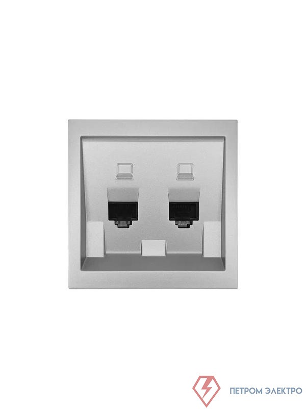 Розетка компьютерная 2-м СП ZIMA IP20 механизм сер. матов. LEZARD 704-7488-141
