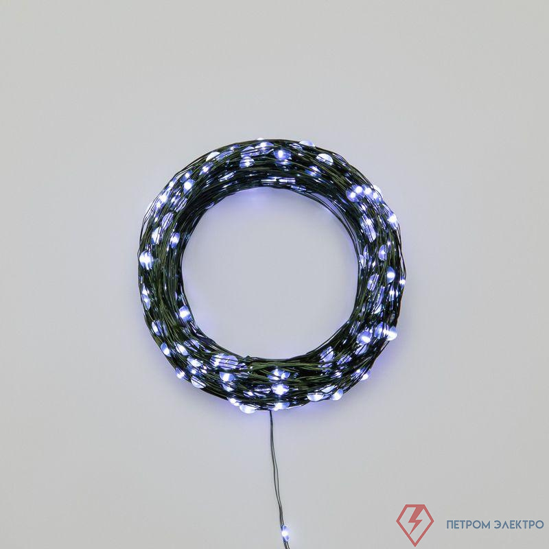 Гирлянда светодиодная "Роса" 50м 500LED бел. IP20 230В с контроллером провод зел. Neon-Night 303-285